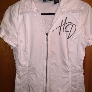 Harley Davidson White zip up top
